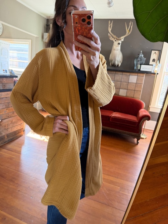 Parachute Sweaters - Parachute Cloud Cotton Robe // Mustard Open-Front Women’s // Medium // no tie
